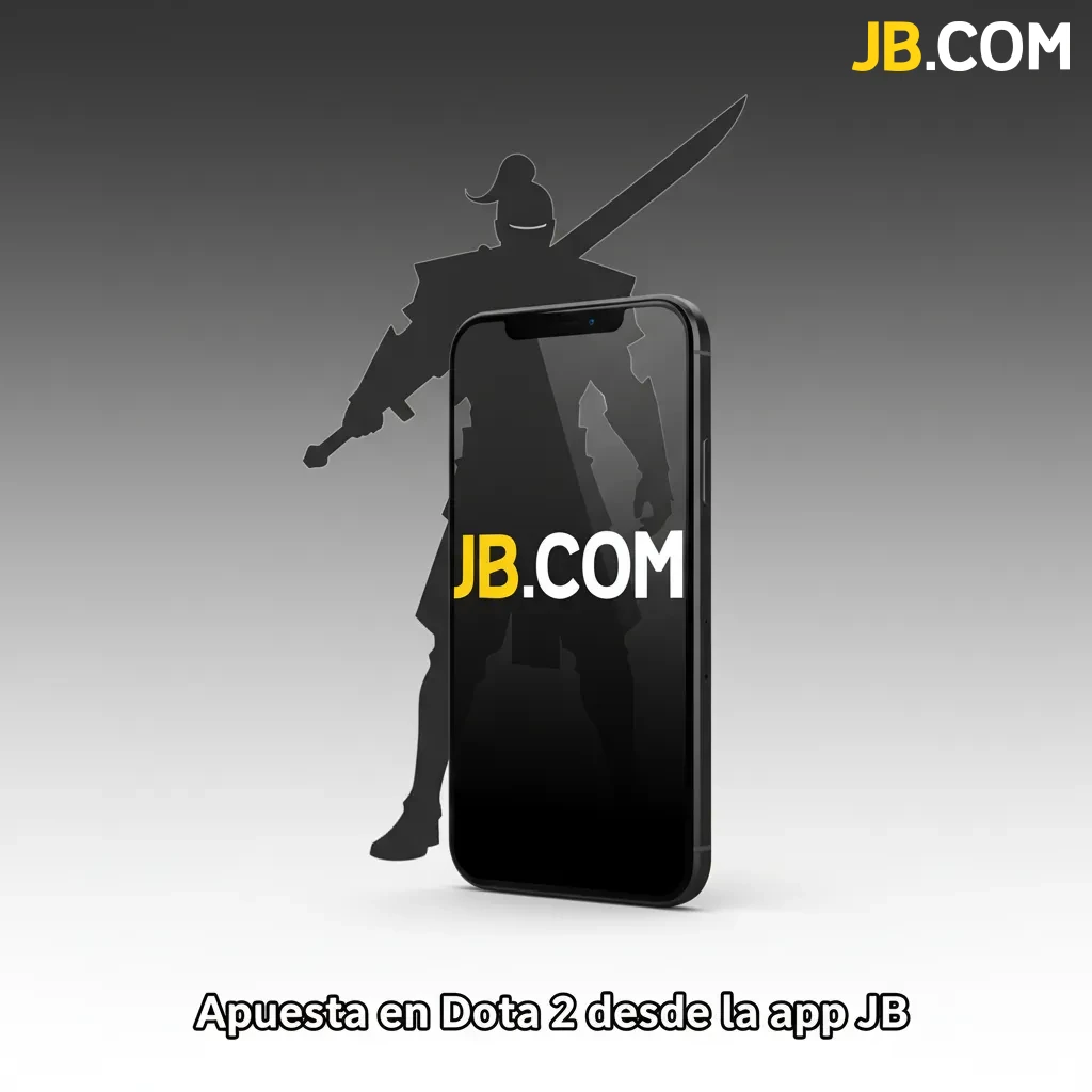 Móvil con la app JB mostrando apuestas en vivo de Dota 2, cuotas, alertas y gestión de banca y tickets
