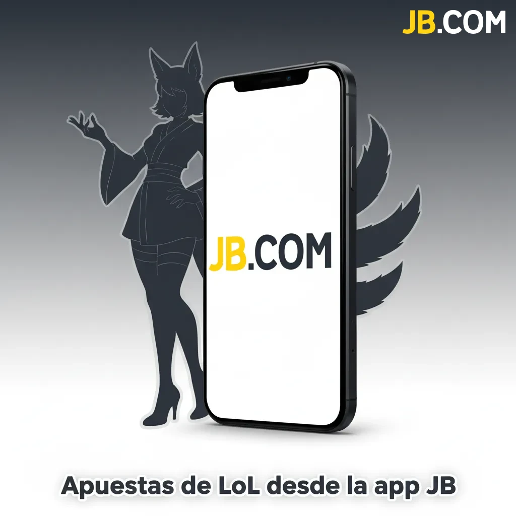Pantalla de la app JB con apuestas de LoL, partidas en vivo, cuotas, notificaciones y depósito en CLP.