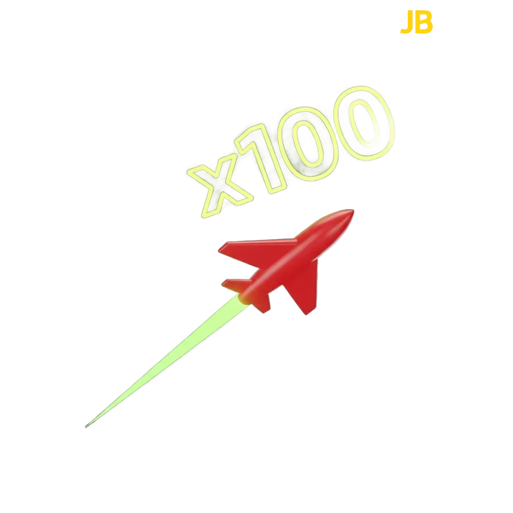 Interfaz de Aviator en JB: avión rojo despegando y multiplicador en ascenso, botón de retirar antes de que se vaya