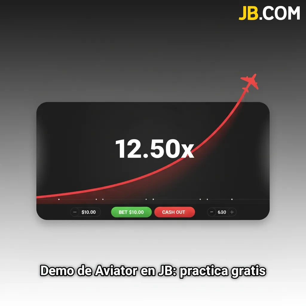Interfaz del modo demo de Aviator en JB con multiplicador, auto cobro y doble apuesta para practicar con dinero virtual