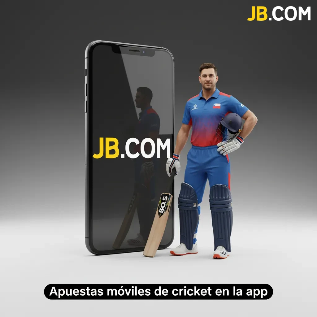 Smartphone con app de apuestas de cricket: ligas T20/ODI/Test, cuotas en vivo, marcador, cupón inferior, pestañas y alertas