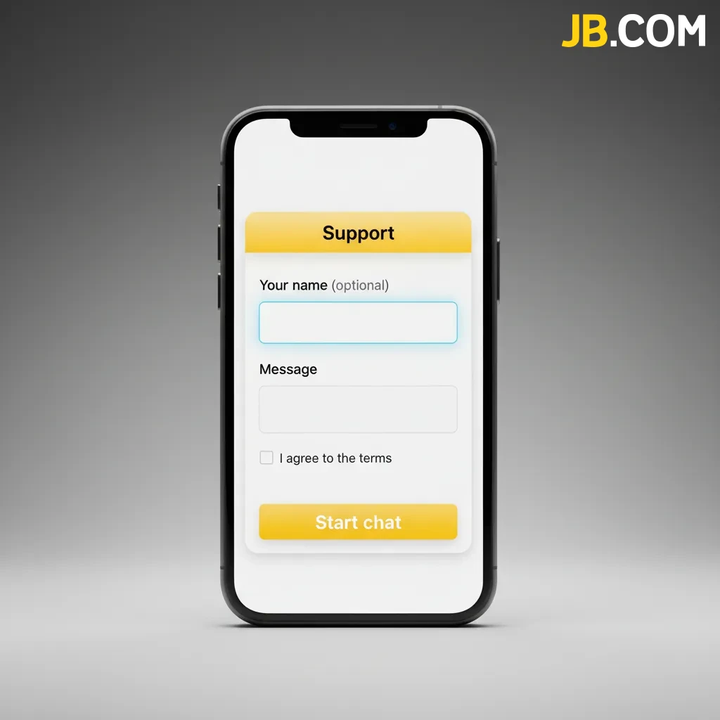 Pantalla de inicio de sesión en la app móvil JB en iPhone con campos de email/teléfono y contraseña y opción Face ID/Touch ID