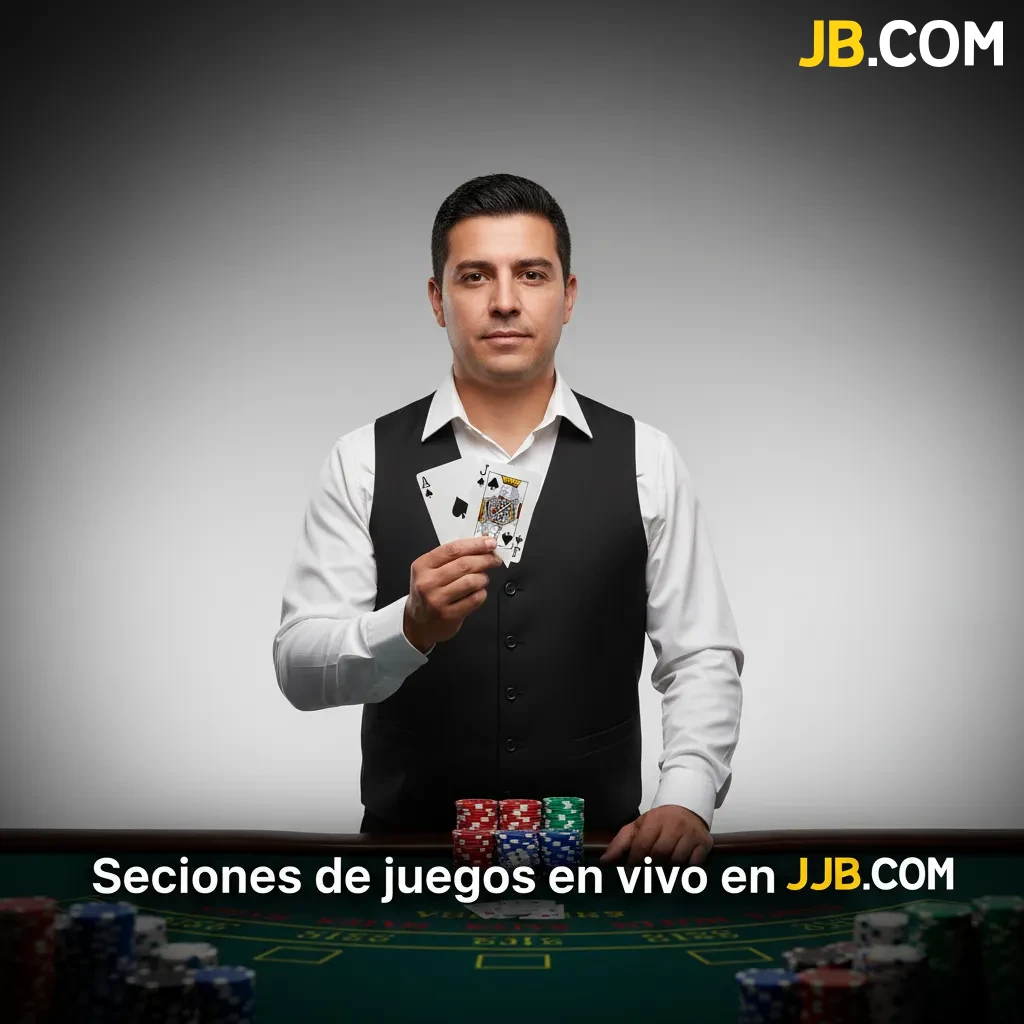 Secciones de juegos en vivo en JB: 150+ juegos y mesas HD; Ruleta, Baccarat, Blackjack, Póker, Game Shows, Sic Bo y Dados.