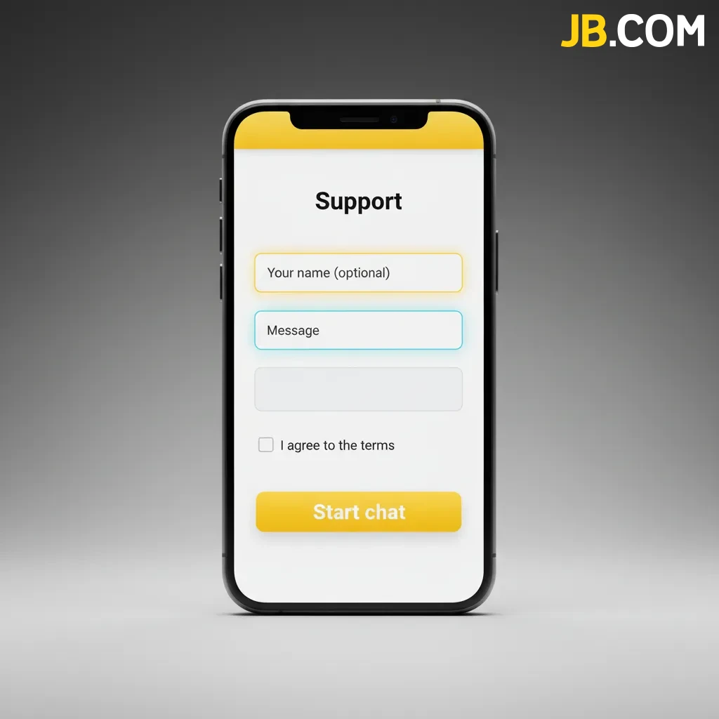 Soporte al cliente de JB: chat 24/7 en la app web, correo y centro de ayuda con FAQs para cuenta, pagos y verificación.