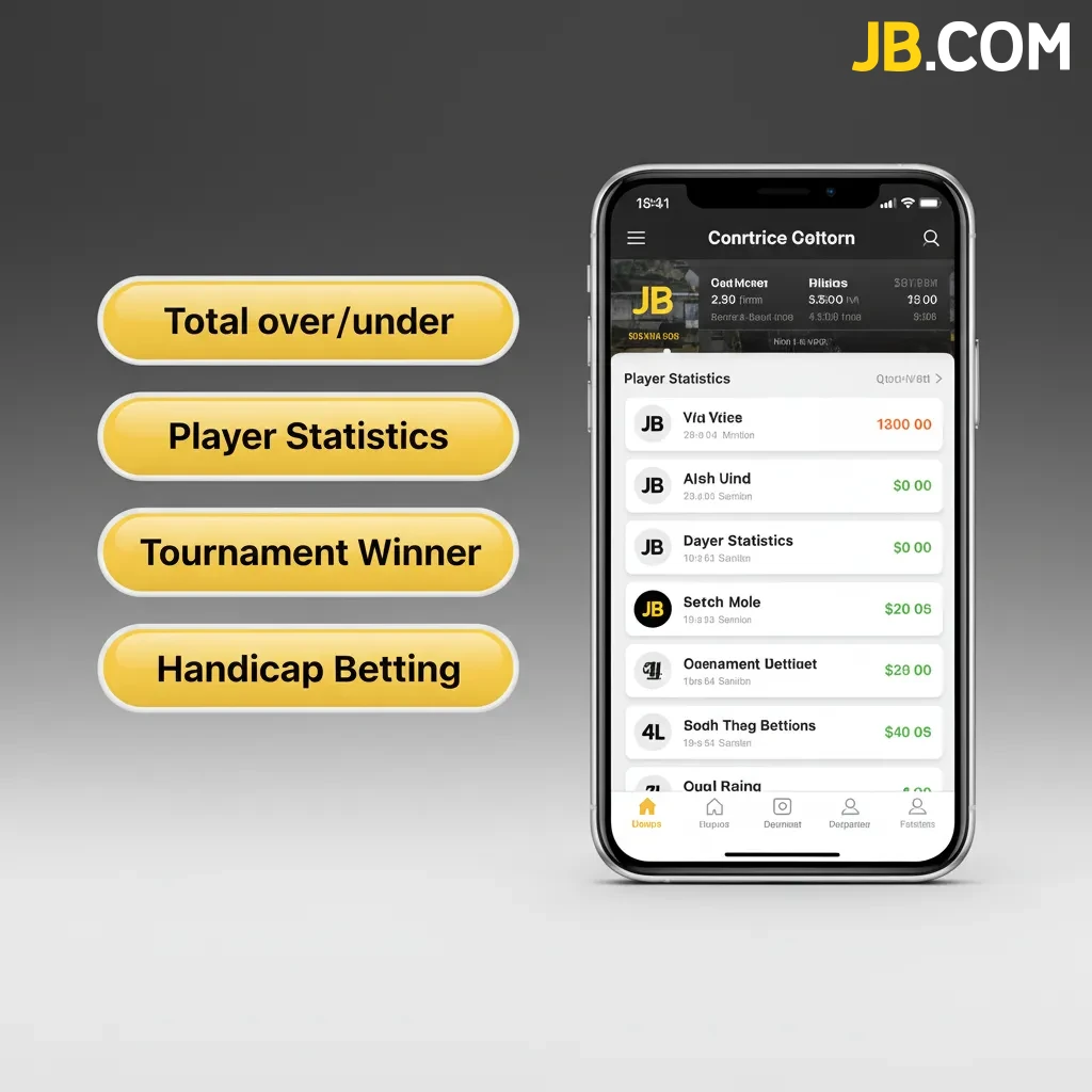 Infografía 'Tipos de apuestas en la app JB': simple, combinada, sistema, en vivo, hándicap asiático y más/menos.