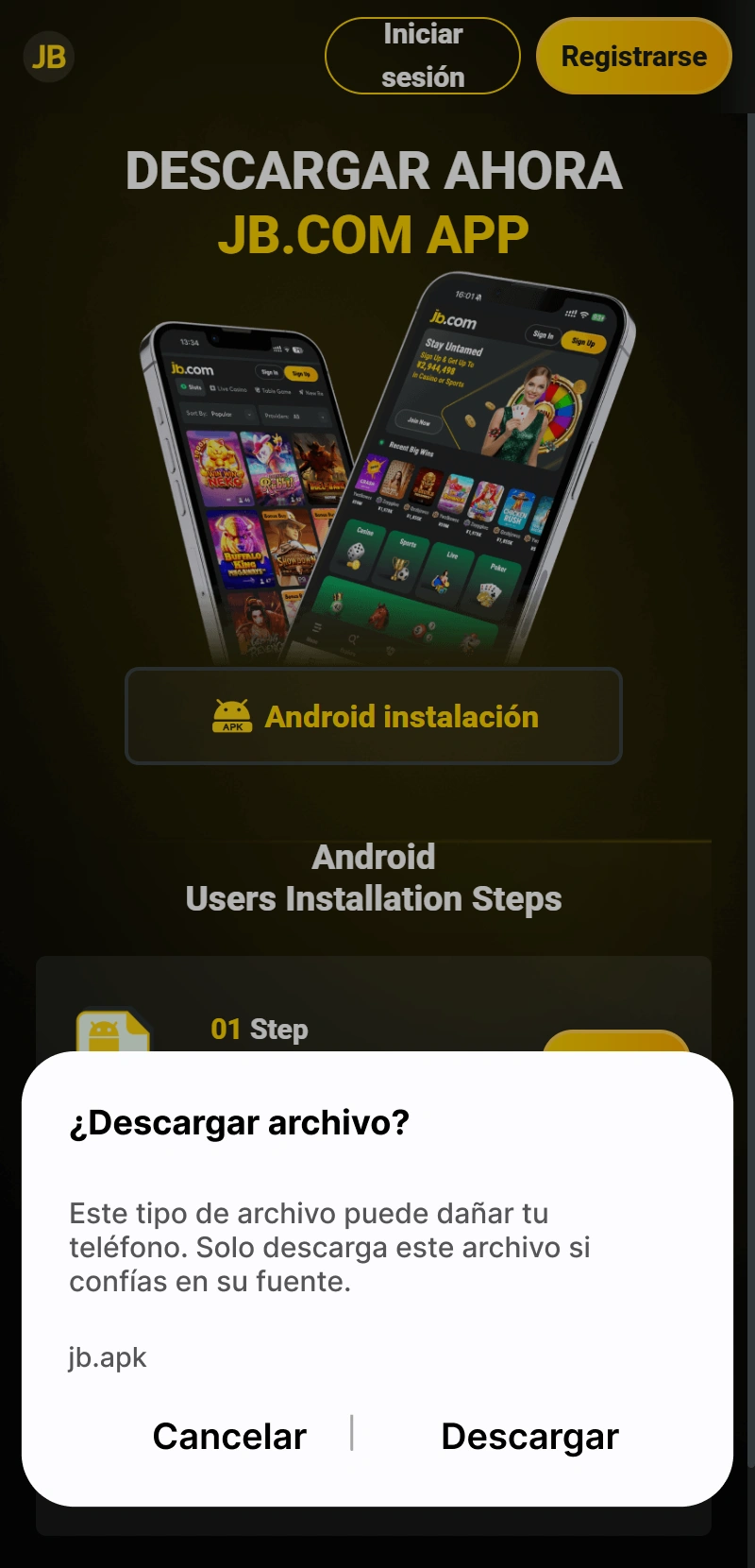 Descarga el nuevo archivo APK para actualizar la App JB Casino Android.