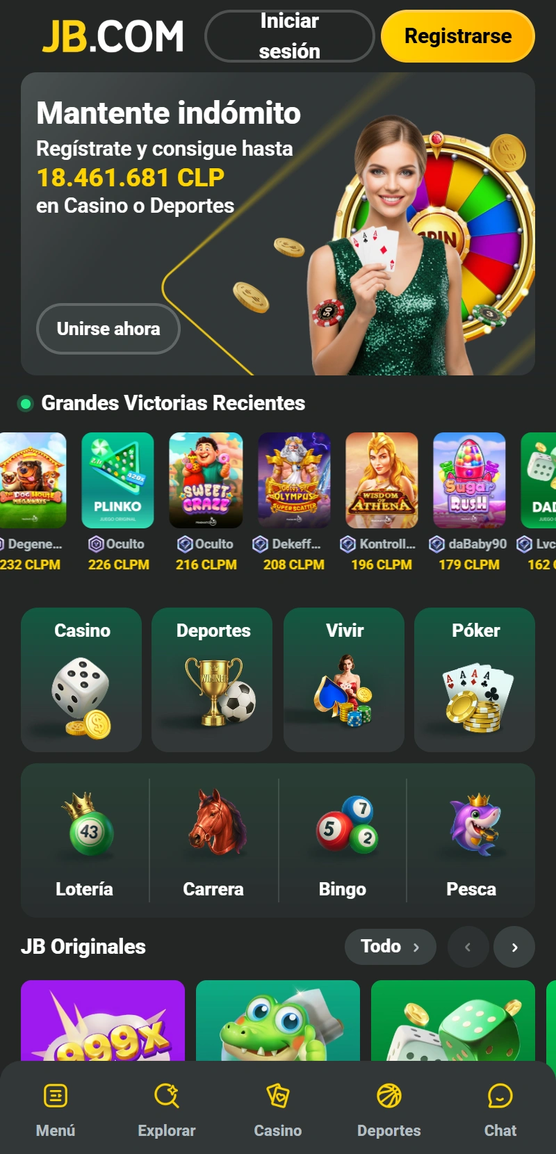 Reinicia la App de JB Casino en iOS después de actualizar el sistema.