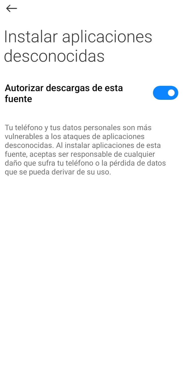 Habilita las fuentes desconocidas para instalar la JB Android App.