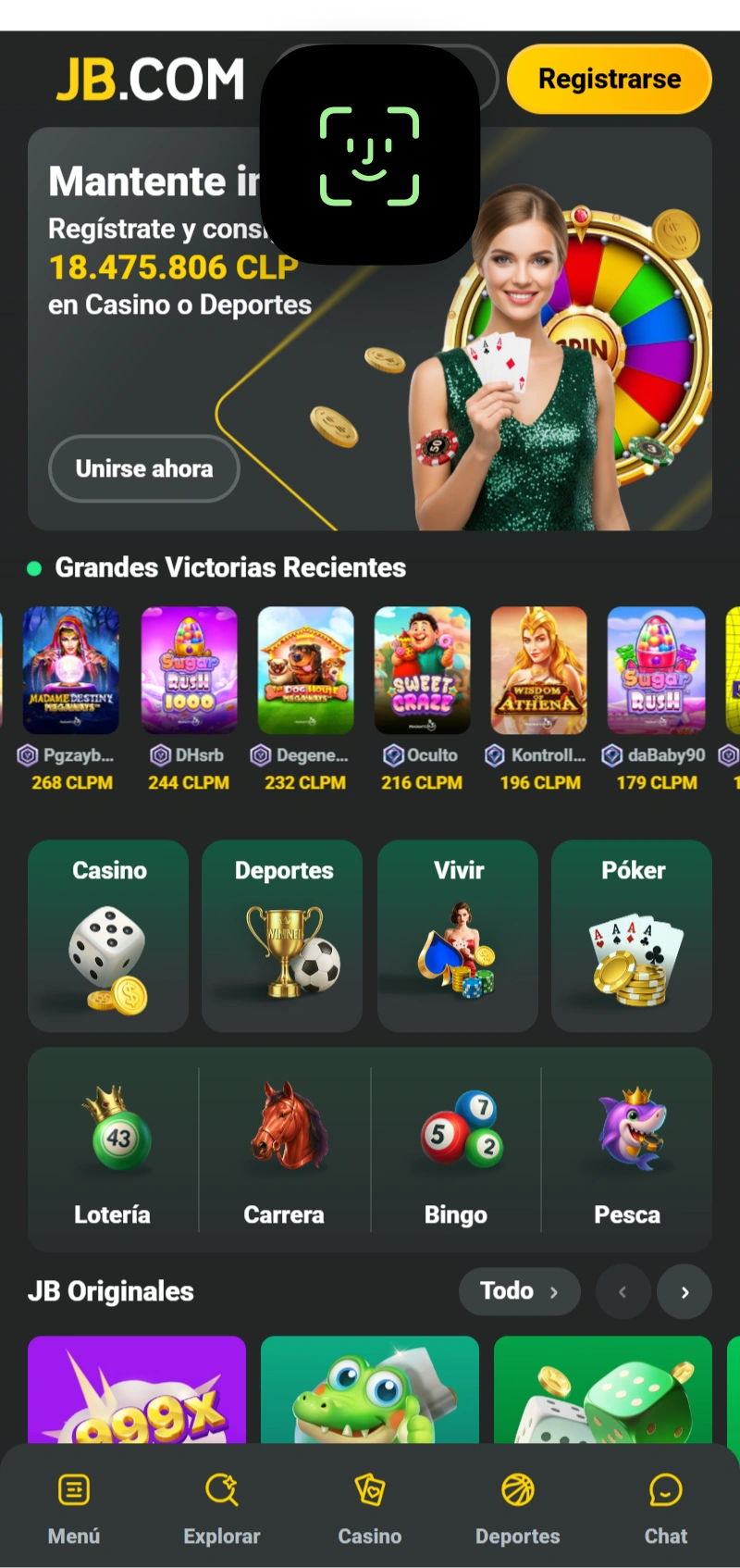 Abre y configura la aplicación JB Casino después de la instalación en iOS.