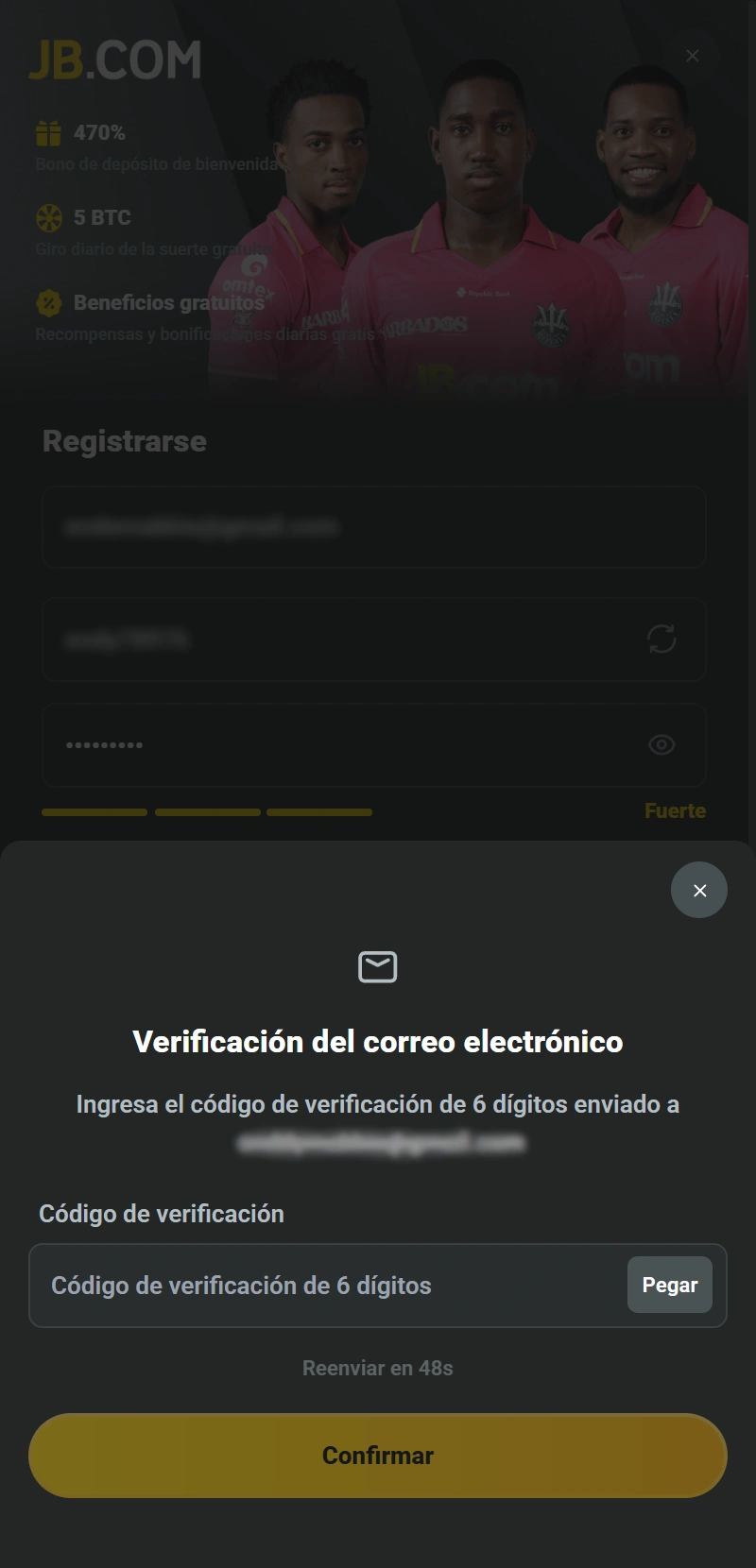 Verifica tu cuenta si se solicita para completar el registro en la App.