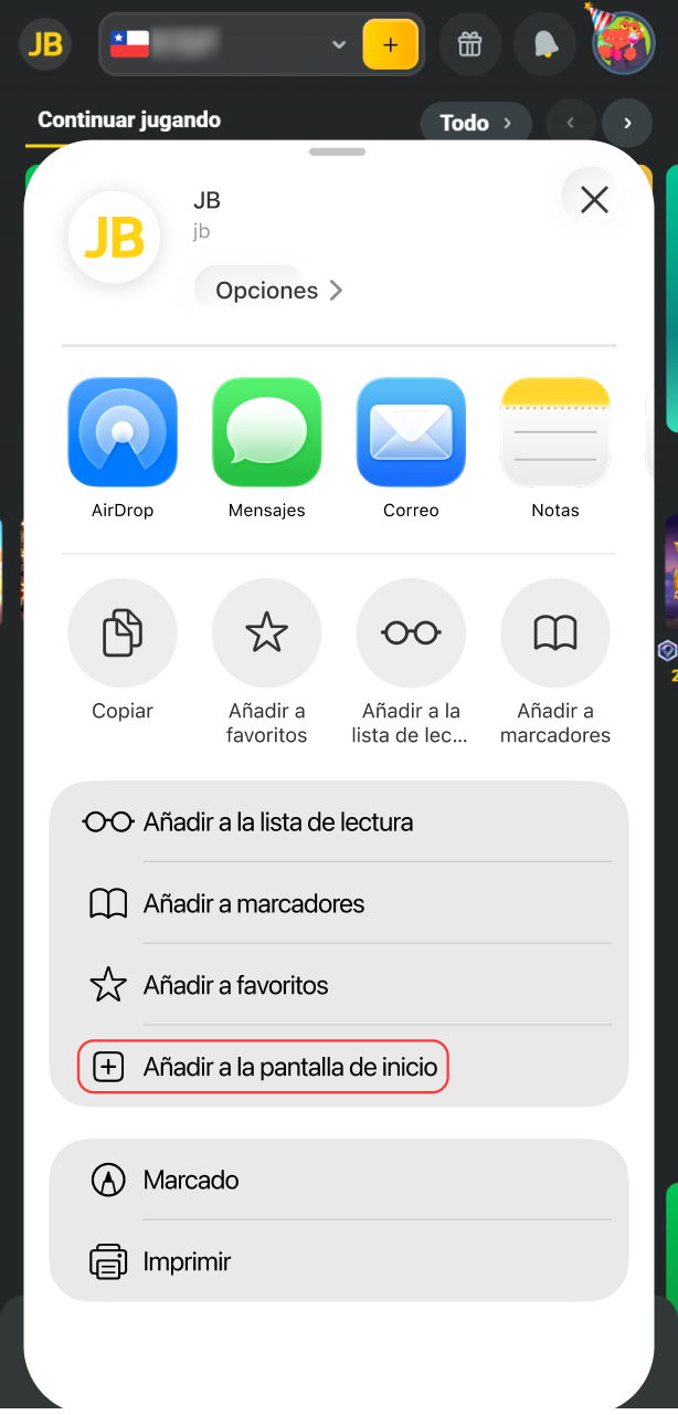 Toca agregar a la pantalla de inicio tu JB PWA favorita.