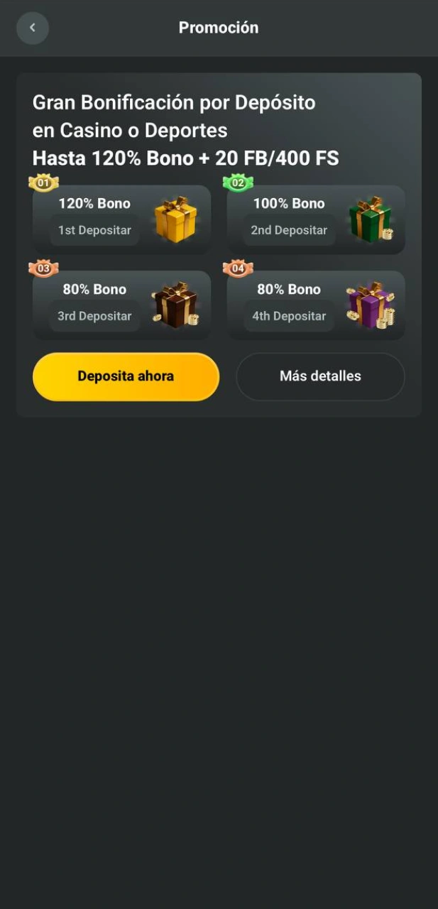 Reclama tus promociones exclusivas y activa tu bono en la App de JB Casino en iOS.