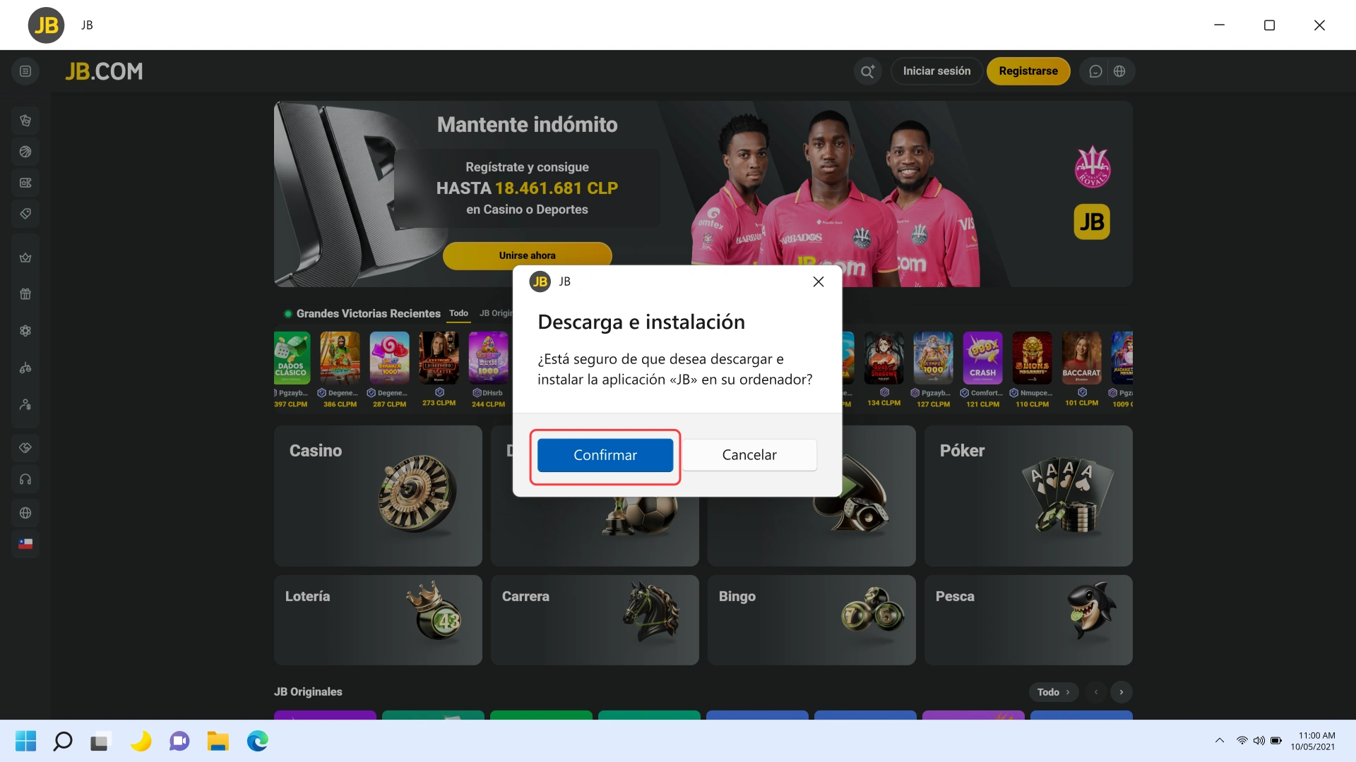 Descarga e instala la versión para actualizar JB en tu PC.