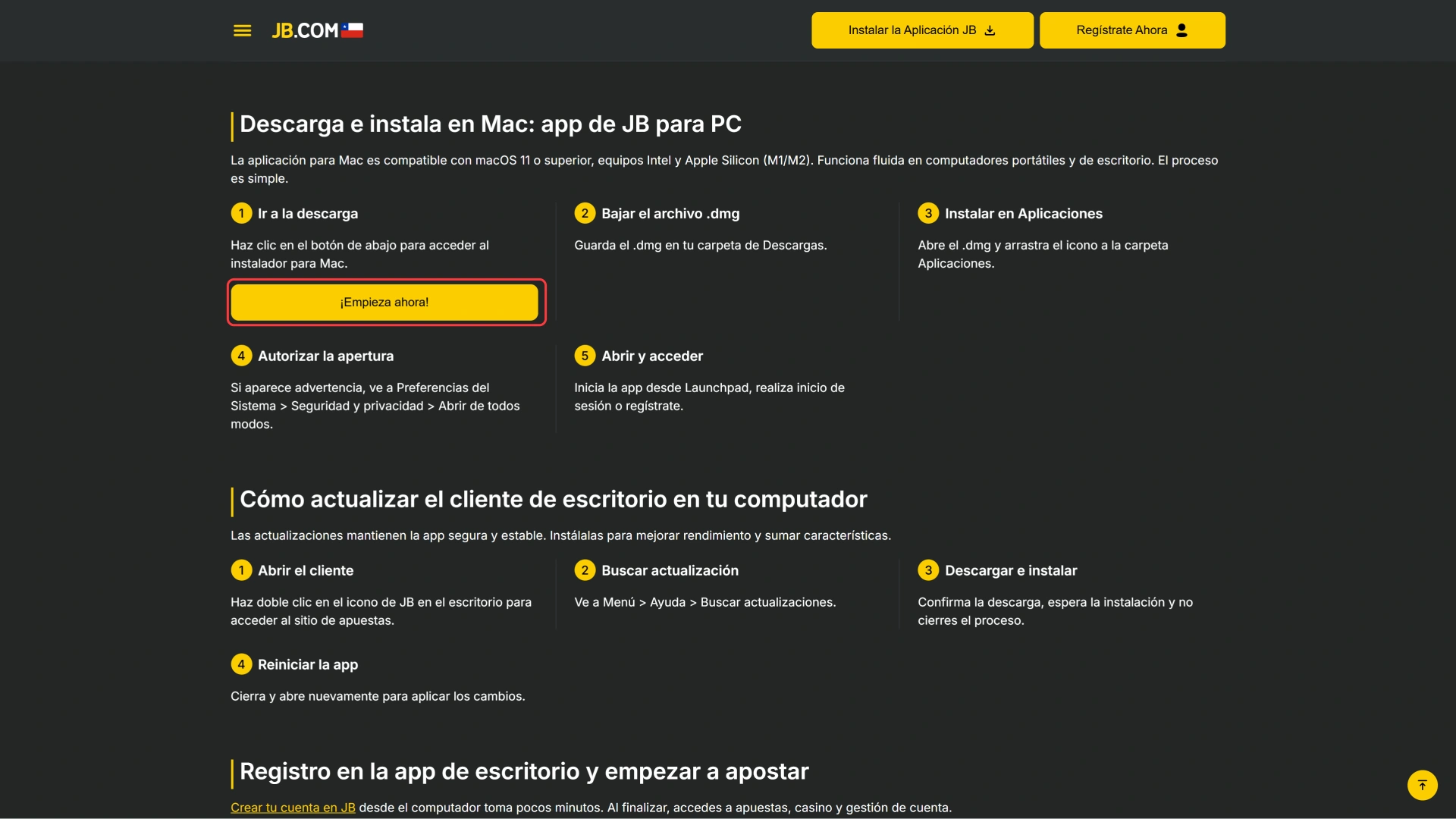 Ve a la sección de descarga de JB Mac para PC.