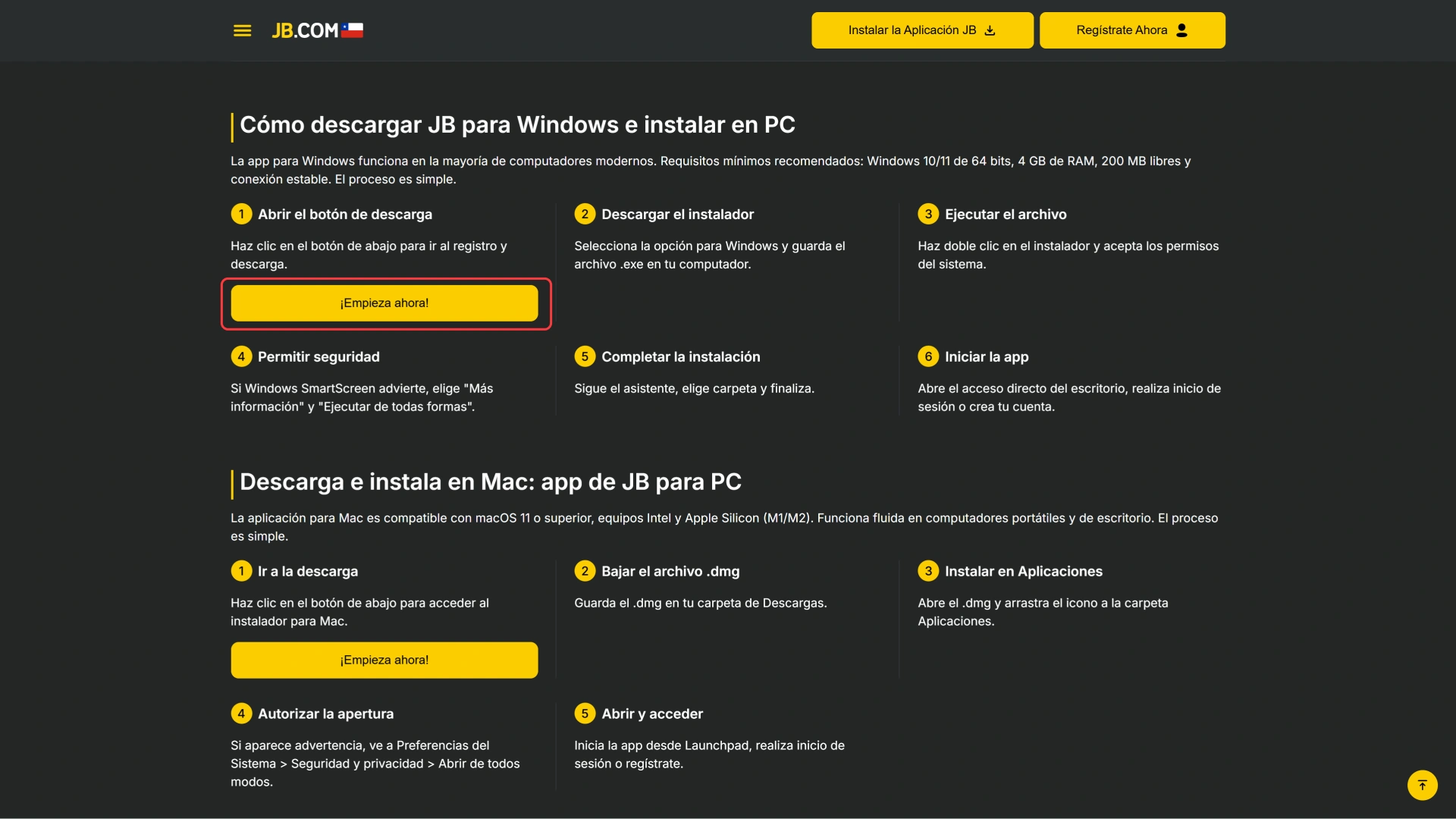 Abre el botón para descargar JB Windows en tu PC ahora.
