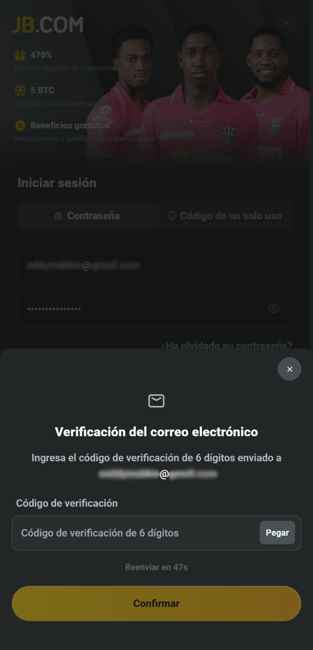 Usa el código de seguridad para proteger tu cuenta JB ahora.