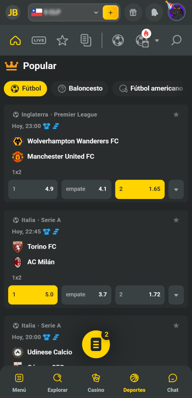 Ajusta el cupón para tu primera apuesta en JB.