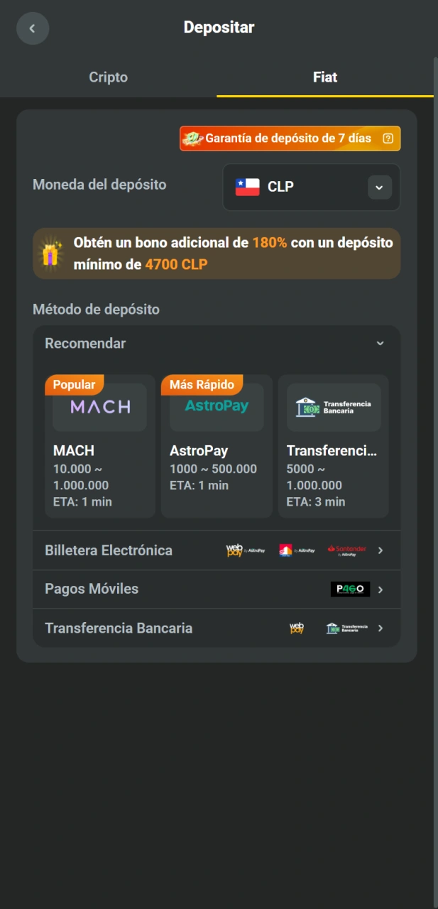 Deposita fondos para iniciar tu primera apuesta en JB.